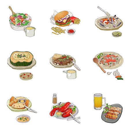 steak knife - Set of various food icons Stock Photo - Premium Royalty-Free, Code: 6111-06838617