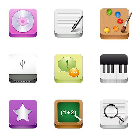 simsearch:6111-06838623,k - Set of various icons Stock Photo - Premium Royalty-Free, Code: 6111-06838626