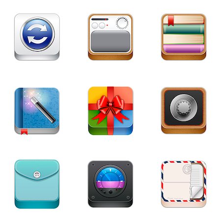 square icons - Set of various icons Stock Photo - Premium Royalty-Free, Code: 6111-06838628