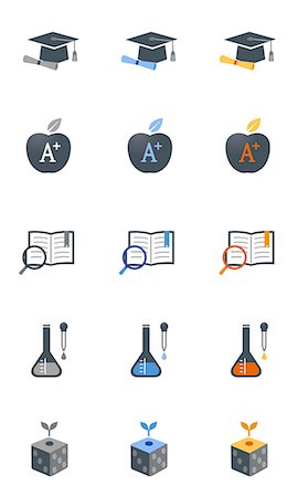 simsearch:6111-06838712,k - Set of various education related icons Foto de stock - Sin royalties Premium, Código: 6111-06838715