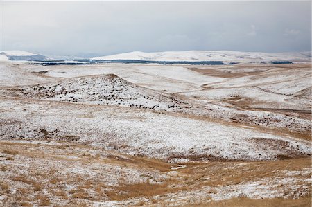 rugged landscape - Rolling hills in snowy landscape Foto de stock - Sin royalties Premium, Código: 6113-06625545