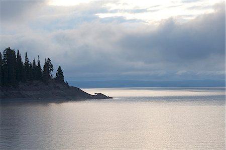 simsearch:6113-06626720,k - Clouds over rural forest and lake Stock Photo - Premium Royalty-Free, Code: 6113-06625507