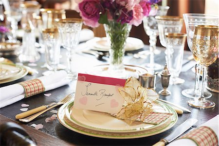 Table set for wedding reception Foto de stock - Sin royalties Premium, Código: 6113-06625670