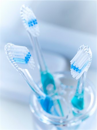 Close up of toothbrushes in holder Stock Photo - Premium Royalty-Free, Code: 6113-06626646