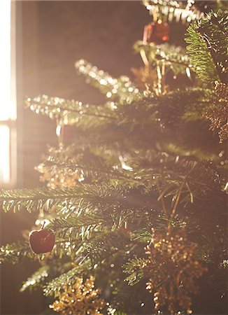 Close up of decorated Christmas tree Foto de stock - Sin royalties Premium, Código: 6113-06753358