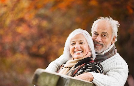 simsearch:6113-06721174,k - Older couple sitting on park bench Stock Photo - Premium Royalty-Free, Code: 6113-06721189