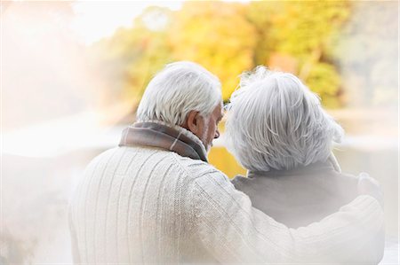 senior female romanticism - Older couple standing together in park Stock Photo - Premium Royalty-Free, Code: 6113-06721133