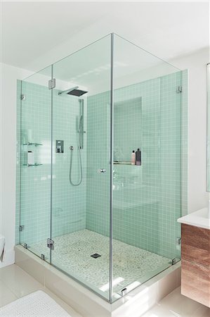 simsearch:6113-07790519,k - Shower in modern bathroom Stock Photo - Premium Royalty-Free, Code: 6113-06898734