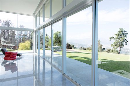 scenic window - Modern building overlooking manicured lawn Stock Photo - Premium Royalty-Free, Code: 6113-06908984