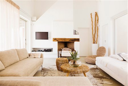 salón - Modern living room Foto de stock - Sin royalties Premium, Código: 6113-07147547