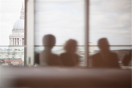 silhouette people window - Silhouette of business people in meeting Stock Photo - Premium Royalty-Free, Code: 6113-07158887