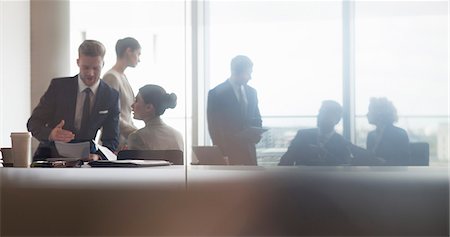 silhouette people window - Business people talking in meeting Stock Photo - Premium Royalty-Free, Code: 6113-07159032