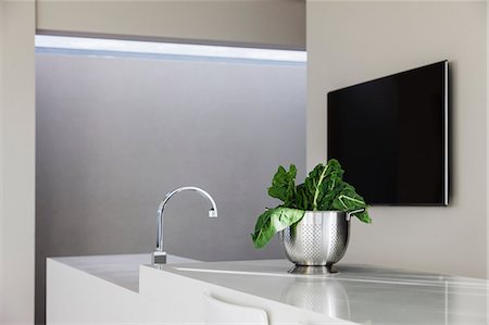 simsearch:6108-05869755,k - Vegetables by sink in modern kitchen Foto de stock - Sin royalties Premium, Código: 6113-07159812