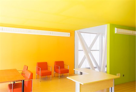 saturated color - Tables and chairs in bright office Stock Photo - Premium Royalty-Free, Code: 6113-07242228