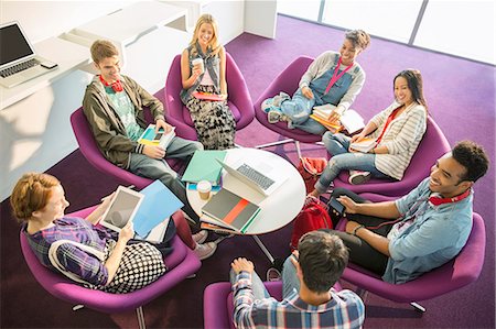 person on social media - University students talking in circle Stock Photo - Premium Royalty-Free, Code: 6113-07243274