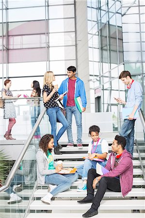 diversity in college campuses - University students talking on steps Stock Photo - Premium Royalty-Free, Code: 6113-07243326