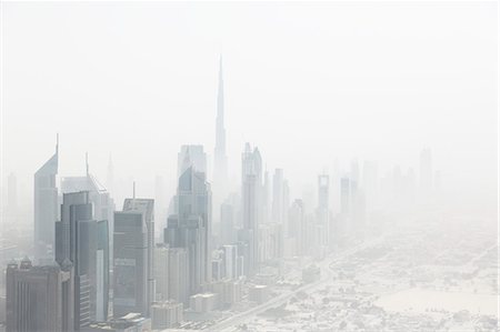 fog - View of cityscape, Dubai, United Arab Emirates Stock Photo - Premium Royalty-Free, Code: 6113-07565181