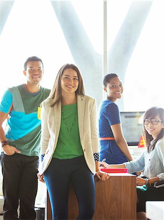 Portrait of casual business people in office Fotografie stock - Premium Royalty-Free, Codice: 6113-07565991