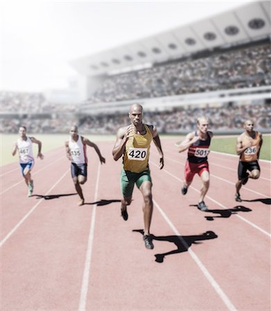 sportbekleidung - Runners racing on track Foto de stock - Sin royalties Premium, Código: 6113-07588732