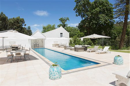 swimming pool nobody outdoor day - Luxury lap pool Stock Photo - Premium Royalty-Free, Code: 6113-07589538