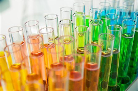 scientific experiment - Close up of rack of test tubes with solution in lab Stock Photo - Premium Royalty-Free, Code: 6113-07790346