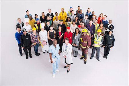 people crowd white background - Portrait of confident workforce Stock Photo - Premium Royalty-Free, Code: 6113-07730687