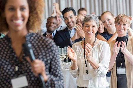 seminar not student not school not food not breakfast not lunch not dinner - Group of people applauding after speech during conference Stock Photo - Premium Royalty-Free, Code: 6113-07906120