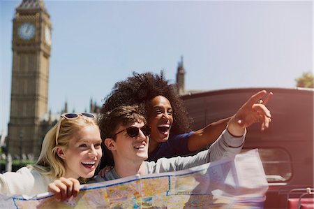 parliament square - Enthusiastic friends with map below Big Ben clocktower in London Stock Photo - Premium Royalty-Free, Code: 6113-08321086