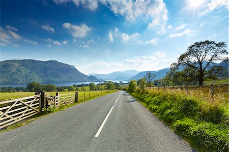 england road photo - Rural road through scenic Lake District, Ullswater, Cumbria, England Stock Photo - Premium Royalty-Free, Code: 6113-08424126