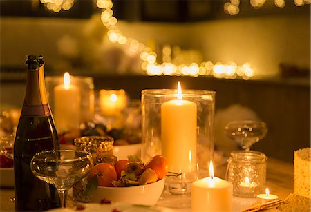 simsearch:6113-08659572,k - Champagne on candlelight table Stock Photo - Premium Royalty-Free, Code: 6113-08659563