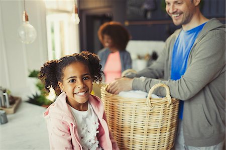 simsearch:6113-07762317,k - Portrait smiling daughter with father in kitchen Stock Photo - Premium Royalty-Free, Code: 6113-08943643