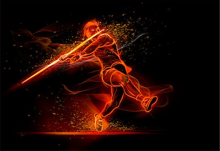 Computer generated image track and field athlete throwing javelin Foto de stock - Sin royalties Premium, Código: 6113-09144760