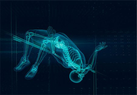 skeleton full body - Computer generated image x-ray skeleton track and field athlete high jumping Stock Photo - Premium Royalty-Free, Code: 6113-09144762