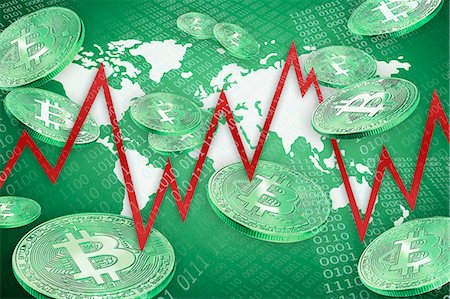 Bitcoin global market Foto de stock - Sin royalties Premium, Código: 6113-09160204