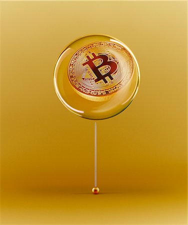Golden Bitcoin bubble Fotografie stock - Premium Royalty-Free, Codice: 6113-09160214