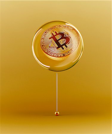 précaire - Golden Bitcoin bubble Photographie de stock - Premium Libres de Droits, Code: 6113-09160214