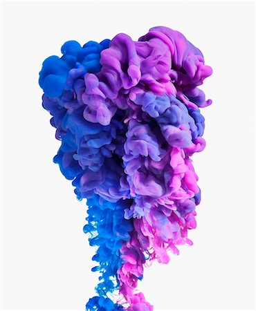 expansion (accroissement de volume) - Blue and purple ink on white background Photographie de stock - Premium Libres de Droits, Code: 6113-09168437