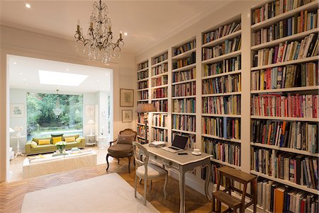 simsearch:6113-09111960,k - Books on bookshelves in luxury home showcase interior library Foto de stock - Sin royalties Premium, Código: 6113-09111876