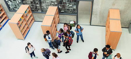 Junior high students in library Stock Photo - Premium Royalty-Free, Code: 6113-09240327