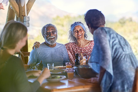 simsearch:6122-07697023,k - Happy senior couple enjoying breakfast on yoga retreat Stock Photo - Premium Royalty-Free, Code: 6113-09240496