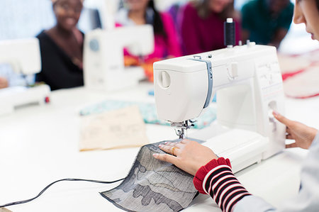 simsearch:695-05777791,k - Female fashion designer working at sewing machine Stock Photo - Premium Royalty-Free, Code: 6113-09240904