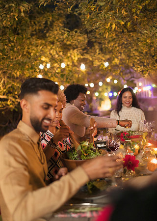 Friends enjoying dinner garden party Stock Photo - Premium Royalty-Free, Code: 6113-09241369