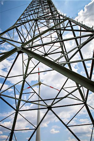 simsearch:614-02073114,k - Wind Turbine And Electricity Pylon, Dessau, Germany, Europe Photographie de stock - Premium Libres de Droits, Code: 6115-06778699