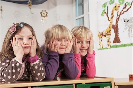 simsearch:614-05523145,k - Three Children In Nursery School, Kottgeisering, Bavaria, Germany, Europe Stock Photo - Premium Royalty-Free, Code: 6115-06778753