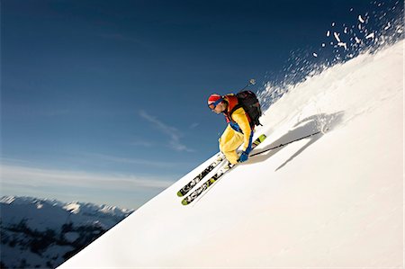 Backcountry skier skiing downhill, Alpbachtal, Tyrol, Austria, Europe Stockbilder - Premium RF Lizenzfrei, Bildnummer: 6115-06967099