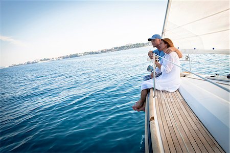 simsearch:6115-06733090,k - Mature couple on sailboat, relaxing, Adriatic Sea, Croatia Stock Photo - Premium Royalty-Free, Code: 6115-07539699