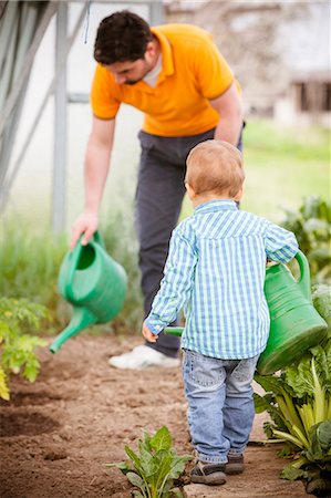 simsearch:6115-07539781,k - Father and son in vegetable garden with watering cans, Austria Stock Photo - Premium Royalty-Free, Code: 6115-08066394