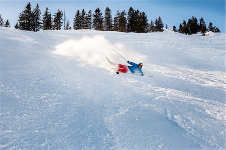 skiing man - Ski holiday, Skier falling on powder snow, Sudelfeld, Bavaria, Germany Stock Photo - Premium Royalty-Free, Code: 6115-08149350