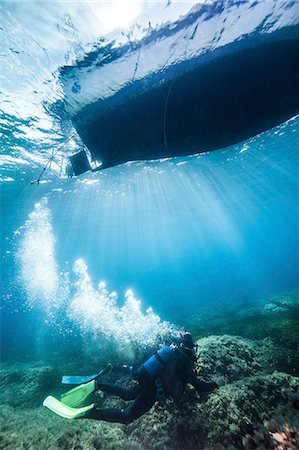 simsearch:6124-09188655,k - Scuba diver exploring sea life, Adriatic Sea, Dalmatia, Croatia Foto de stock - Royalty Free Premium, Número: 6115-08149517