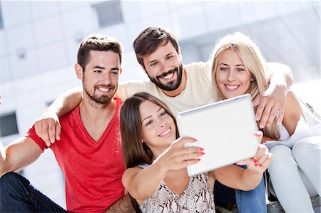 students tablets outside - University students taking a self portrait Stock Photo - Premium Royalty-Free, Code: 6115-08101112